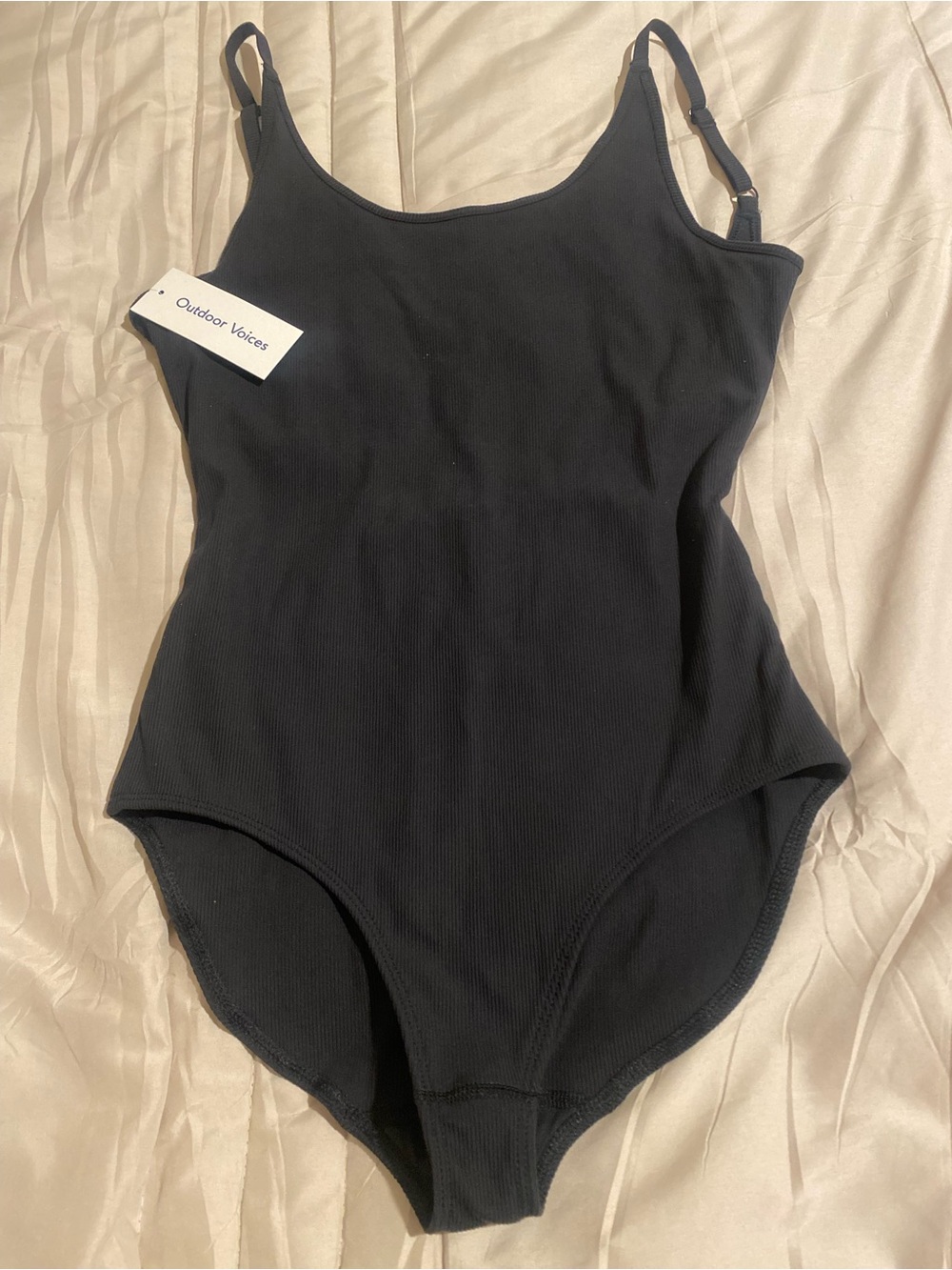 Outdoor Voices Black Ribbed bodysuit
